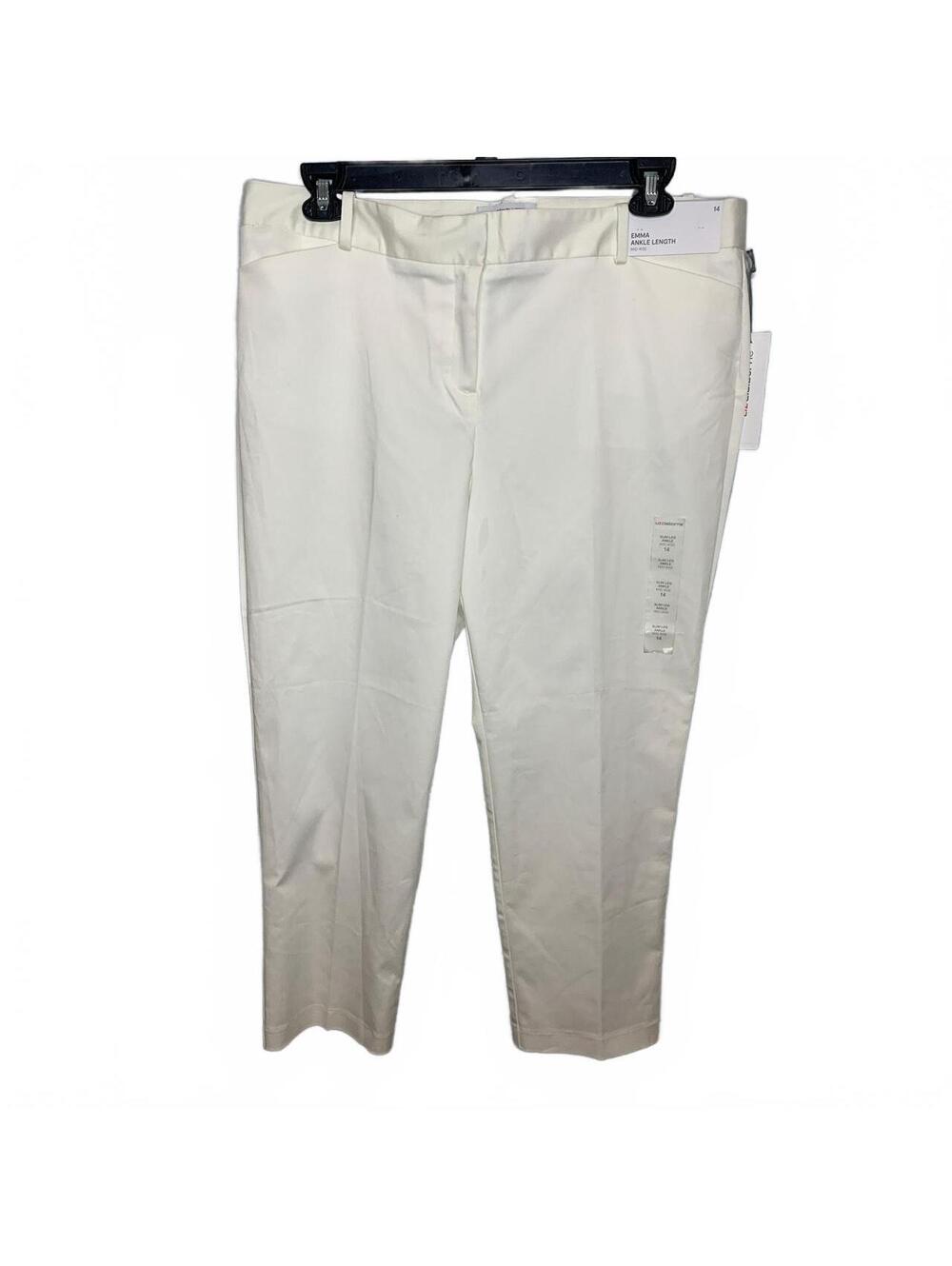 Liz Claiborne Women's 14 White Emma Mid Rise Ankle Length pants NEW
